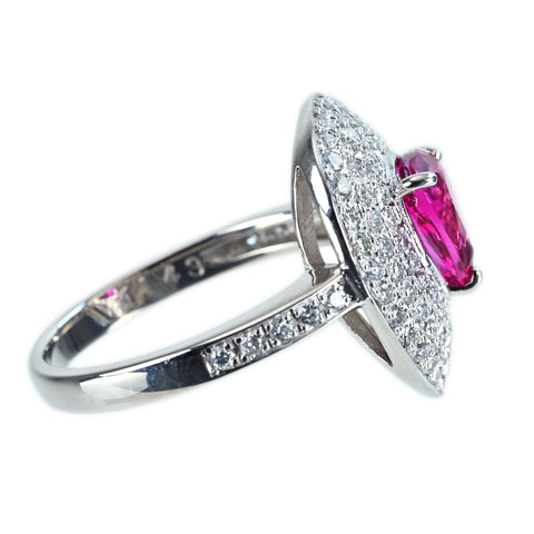 【中古】PT900 RUBY RING タイ産 ルビーリング R1.143ct D0.53ct GIA鑑別書 4.9g #11.5