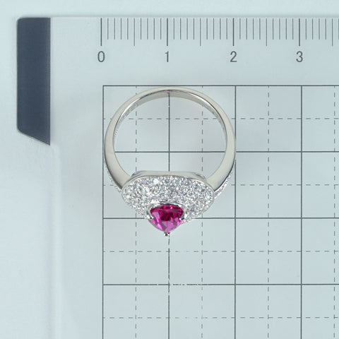 【中古】PT900 RUBY RING タイ産 ルビーリング R1.143ct D0.53ct GIA鑑別書 4.9g #11.5