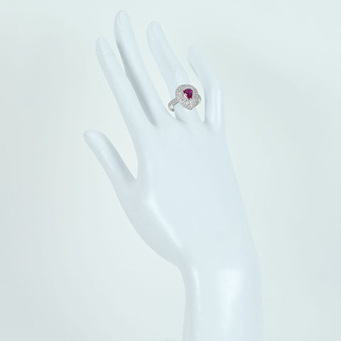 【中古】PT900 RUBY RING タイ産 ルビーリング R1.143ct D0.53ct GIA鑑別書 4.9g #11.5