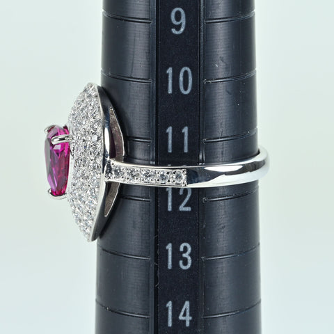 【中古】PT900 RUBY RING タイ産 ルビーリング R1.143ct D0.53ct GIA鑑別書 4.9g #11.5