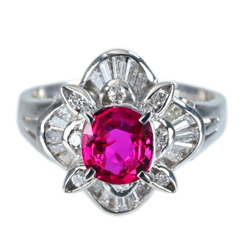 【中古】PT900 RUBY RING タイ産 ルビーリング R1.20ct D0.45ct GIA/日宝協 鑑別書 6.5g #10