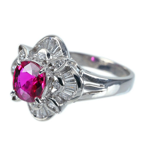 【中古】PT900 RUBY RING タイ産 ルビーリング R1.20ct D0.45ct GIA/日宝協 鑑別書 6.5g #10