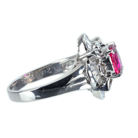 【中古】PT900 RUBY RING タイ産 ルビーリング R1.20ct D0.45ct GIA/日宝協 鑑別書 6.5g #10