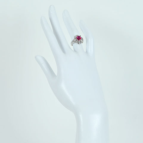 【中古】PT900 RUBY RING タイ産 ルビーリング R1.20ct D0.45ct GIA/日宝協 鑑別書 6.5g #10