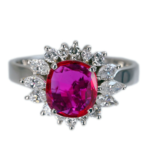【中古】PT900 RUBY RING タイ産 ルビーリング R1.01ct D0.58ct GIA鑑別書 5.1g #11
