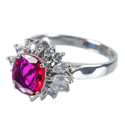 【中古】PT900 RUBY RING タイ産 ルビーリング R1.01ct D0.58ct GIA鑑別書 5.1g #11