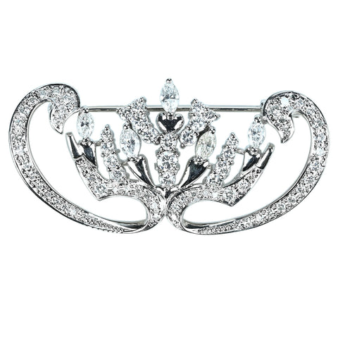 【中古】PT900 DIAMOND BROOCH ダイヤモンドブローチ D1.65ct D0.79ct 13.8g