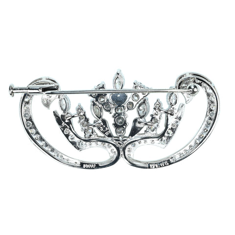 【中古】PT900 DIAMOND BROOCH ダイヤモンドブローチ D1.65ct D0.79ct 13.8g
