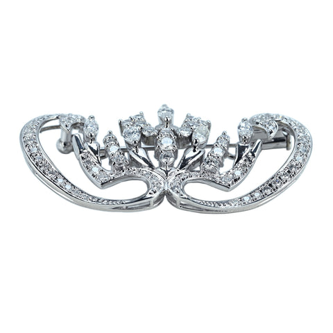 【中古】PT900 DIAMOND BROOCH ダイヤモンドブローチ D1.65ct D0.79ct 13.8g