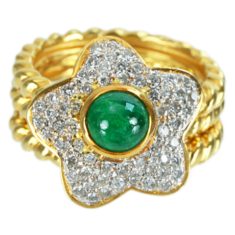 【中古】K18YG EMERALD RING エメラルドリング E1.25ct D0.55ct 19.8g #12