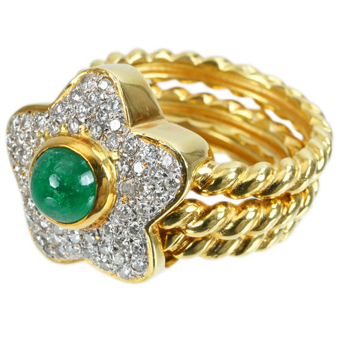 【中古】K18YG EMERALD RING エメラルドリング E1.25ct D0.55ct 19.8g #12