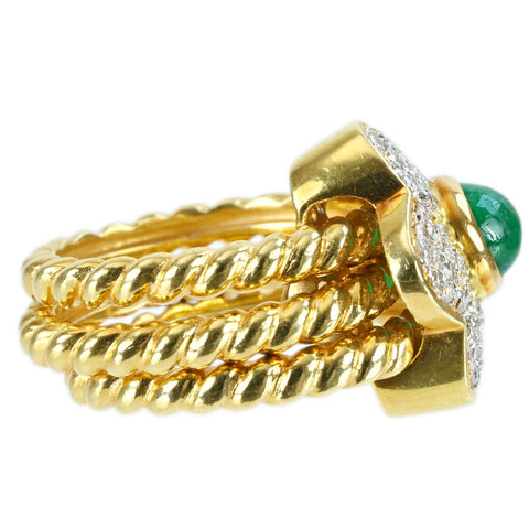 【中古】K18YG EMERALD RING エメラルドリング E1.25ct D0.55ct 19.8g #12