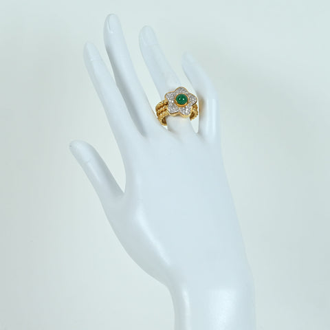 【中古】K18YG EMERALD RING エメラルドリング E1.25ct D0.55ct 19.8g #12