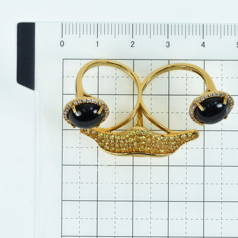 【中古】K18YG/ONIX YELLOW SAPPHIRE RING イエローサファイアリング YS1.32ct D0.28ct 11.2g #12 #15