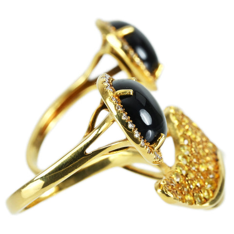 【中古】K18YG/ONIX YELLOW SAPPHIRE RING イエローサファイアリング YS1.32ct D0.28ct 11.2g #12 #15