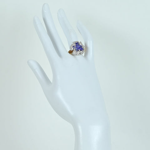 【中古】K18/PT900 TANZANITE RING タンザナイトリング T1.43ct D0.41ct 15.0g #14.5