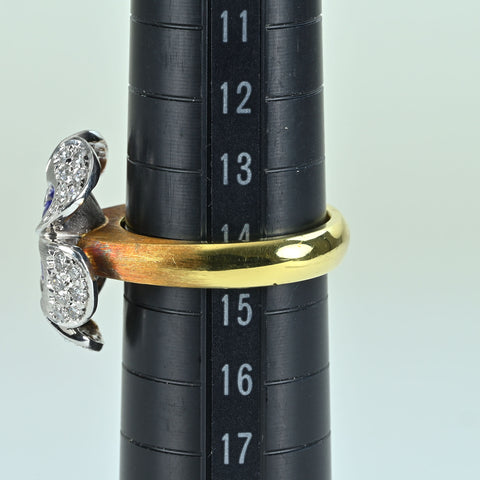 【中古】K18/PT900 TANZANITE RING タンザナイトリング T1.43ct D0.41ct 15.0g #14.5