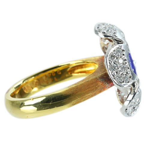 【中古】K18/PT900 TANZANITE RING タンザナイトリング T1.43ct D0.41ct 15.0g #14.5