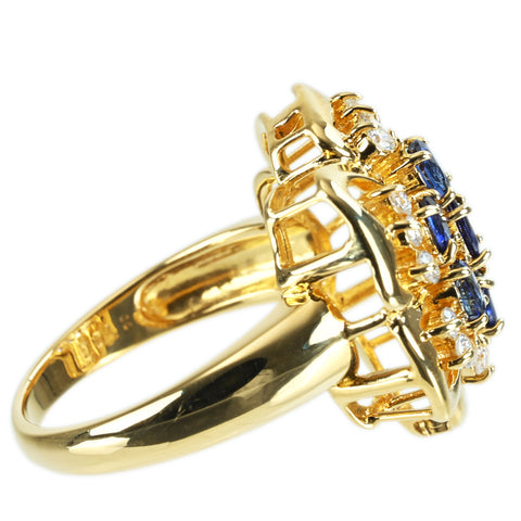 【中古】K18YG SAPPHIRE RING サファイアリング S1.00ct D0.30ct 7.5g #12.5