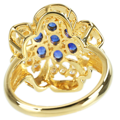 【中古】K18YG SAPPHIRE RING サファイアリング S1.00ct D0.30ct 7.5g #12.5