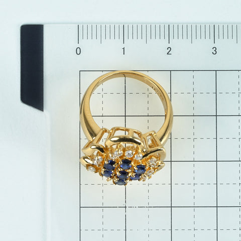【中古】K18YG SAPPHIRE RING サファイアリング S1.00ct D0.30ct 7.5g #12.5