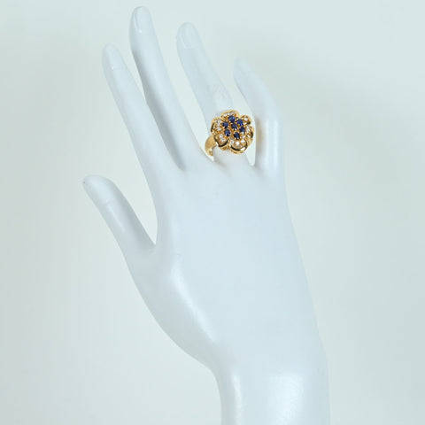 【中古】K18YG SAPPHIRE RING サファイアリング S1.00ct D0.30ct 7.5g #12.5