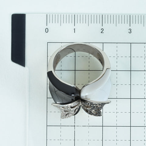 【中古】K18WG BLACK / COLORLESS DIAMOND RING ブラック/カラーレスダイヤモンドリング BD0.19ct D0.21ct 13.2g #13.5