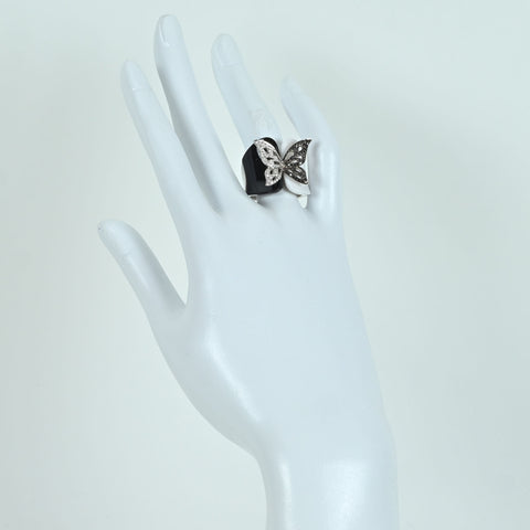 【中古】K18WG BLACK / COLORLESS DIAMOND RING ブラック/カラーレスダイヤモンドリング BD0.19ct D0.21ct 13.2g #13.5