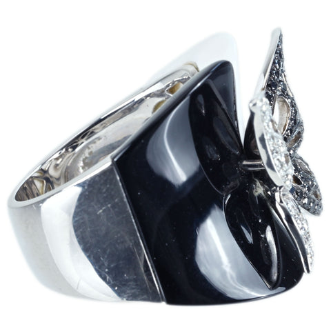 【中古】K18WG BLACK / COLORLESS DIAMOND RING ブラック/カラーレスダイヤモンドリング BD0.19ct D0.21ct 13.2g #13.5