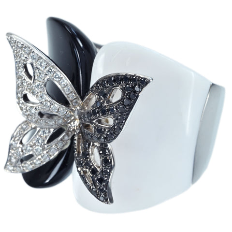 【中古】K18WG BLACK / COLORLESS DIAMOND RING ブラック/カラーレスダイヤモンドリング BD0.19ct D0.21ct 13.2g #13.5