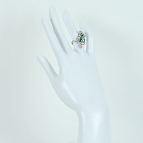 【中古】PT900 EMERALD RING エメラルド/ダイヤモンドリング E0.53ct D0.38ct 13.0g #11.5