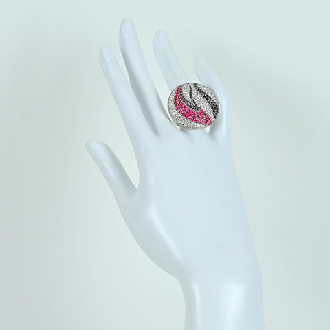 【中古】K18WG SPINEL / DIAMOND RING レッドスピネル カラーレス/ブラックダイヤモンドリング S1.12ct D1.934/ct0.673ct 30.0g #13