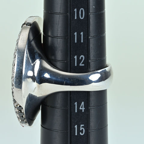 【中古】K18WG SPINEL / DIAMOND RING レッドスピネル カラーレス/ブラックダイヤモンドリング S1.12ct D1.934/ct0.673ct 30.0g #13