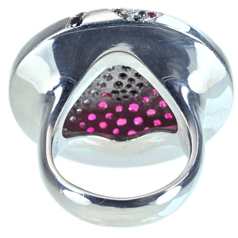 【中古】K18WG SPINEL / DIAMOND RING レッドスピネル カラーレス/ブラックダイヤモンドリング S1.12ct D1.934/ct0.673ct 30.0g #13