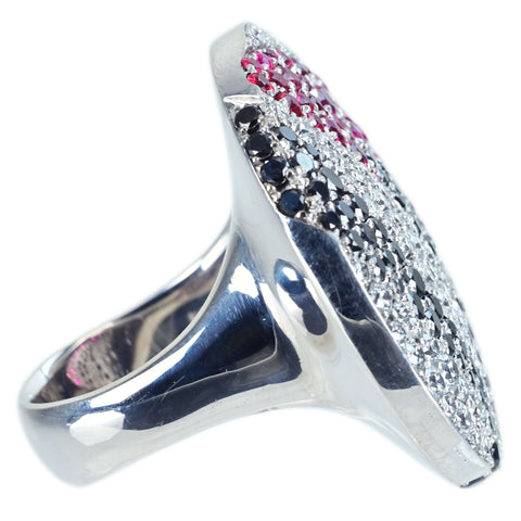 【中古】K18WG SPINEL / DIAMOND RING レッドスピネル カラーレス/ブラックダイヤモンドリング S1.12ct D1.934/ct0.673ct 30.0g #13