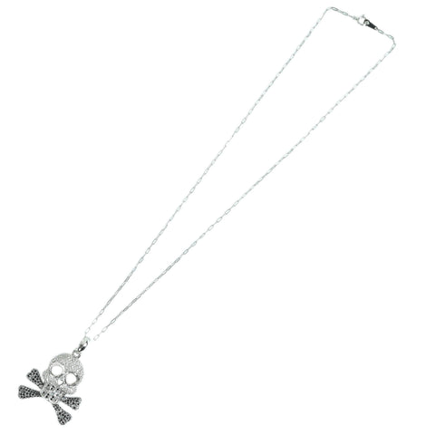 【中古】K18WG DIAMOND SKULL NECKLACE ブラック＆カラーレスダイヤモンド スカル ペンダントネックレス 17.0g
