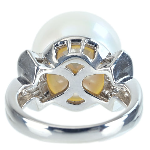 【中古】 PT900 SOUTH SEA PEARL RING 白蝶南洋パールリング P14.8mm D0.35ct 16.0g #11