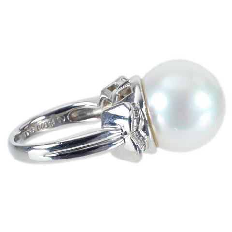 【中古】 PT900 SOUTH SEA PEARL RING 白蝶南洋パールリング P14.8mm D0.35ct 16.0g #11