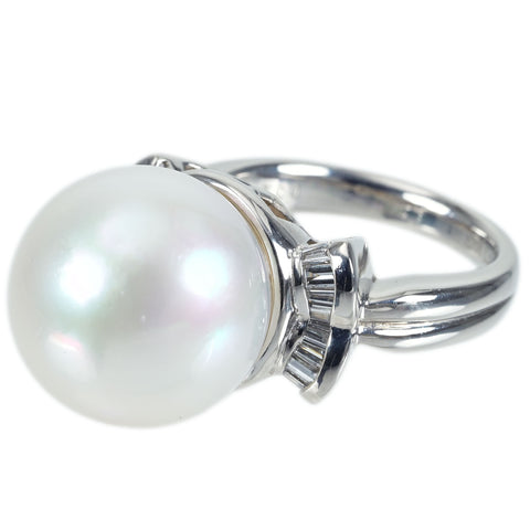 【中古】 PT900 SOUTH SEA PEARL RING 白蝶南洋パールリング P14.8mm D0.35ct 16.0g #11