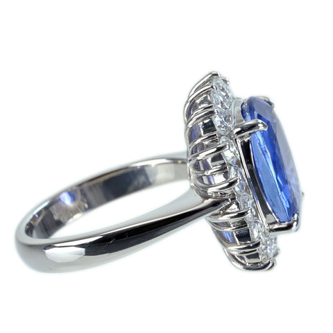 【中古】PT900 NO HEAT SAPPHIRE RING スリランカ産 非加熱サファイアリング S5.40ct D1.19ct GIA鑑別書 10.4g #11.5