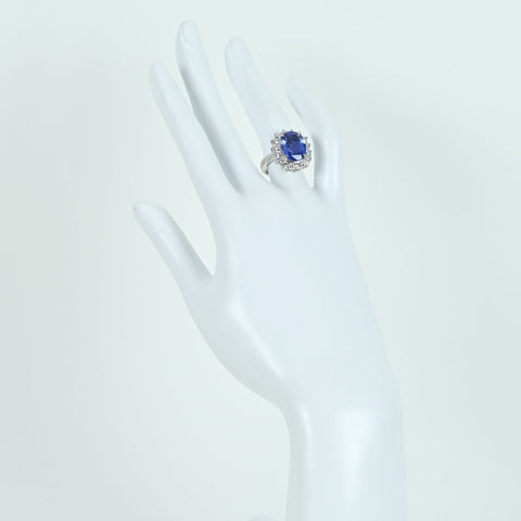 【中古】PT900 NO HEAT SAPPHIRE RING スリランカ産 非加熱サファイアリング S5.40ct D1.19ct GIA鑑別書 10.4g #11.5