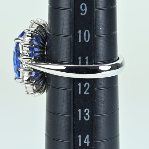 【中古】PT900 NO HEAT SAPPHIRE RING スリランカ産 非加熱サファイアリング S5.40ct D1.19ct GIA鑑別書 10.4g #11.5