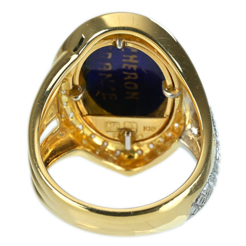 【中古】梶光夫（ かじみつお）K18/PT900 ENAUX RING エマーユ（七宝）リング DIA 11.1g #11.5
