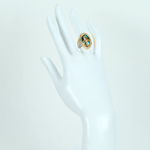 【中古】梶光夫（ かじみつお）K18/PT900 ENAUX RING エマーユ（七宝）リング DIA 11.1g #11.5