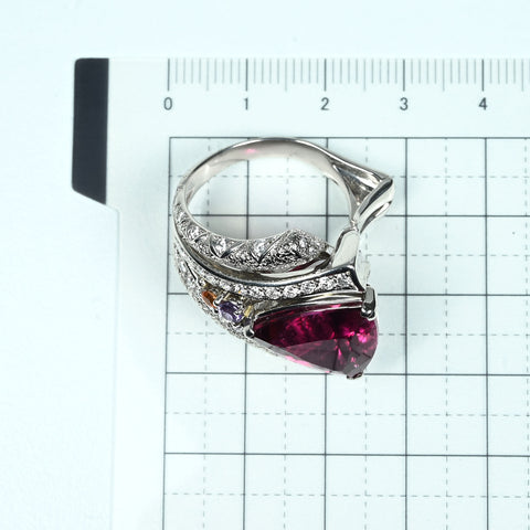 【中古】 梶光夫 PT900 RUBELLITE TOURMALINE RING ルベライトリング T10.38ct D0.87ct GRJ鑑別書 21.7g #20.5