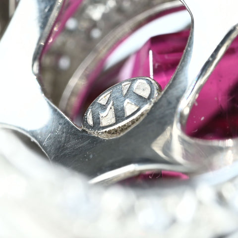 【中古】 梶光夫 PT900 RUBELLITE TOURMALINE RING ルベライトリング T10.38ct D0.87ct GRJ鑑別書 21.7g #20.5
