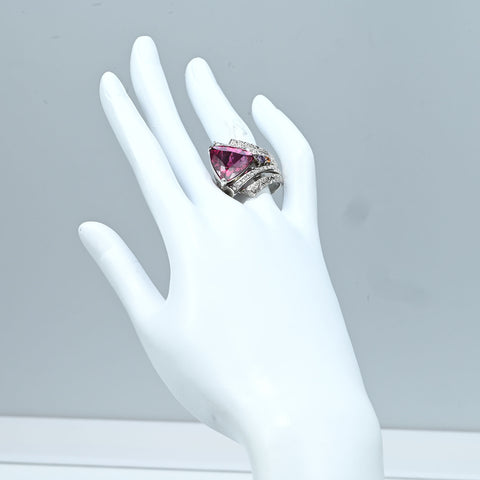 【中古】 梶光夫 PT900 RUBELLITE TOURMALINE RING ルベライトリング T10.38ct D0.87ct GRJ鑑別書 21.7g #20.5