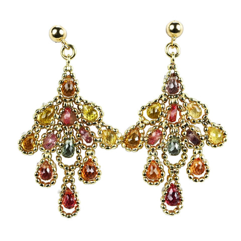 【中古】K18YG SAPPHIRE EARRINGS カラーサファイアイアリング 3.5g