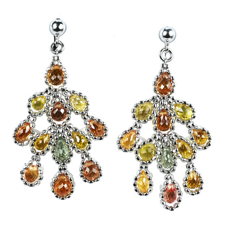 【中古】K18WG SAPPHIRE EARRINGS ブリオレットカットカラーサファイアピアス 3.8g