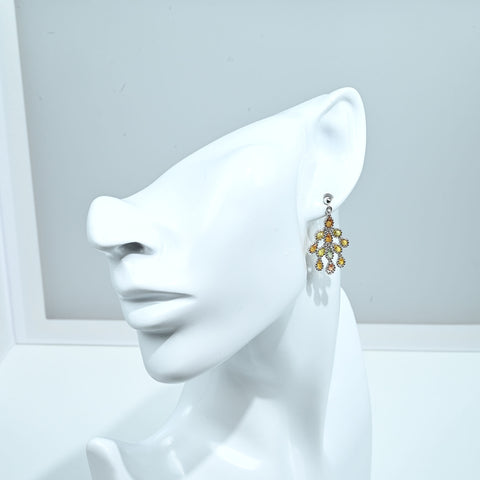 【中古】K18WG SAPPHIRE EARRINGS ブリオレットカットカラーサファイアピアス 3.8g
